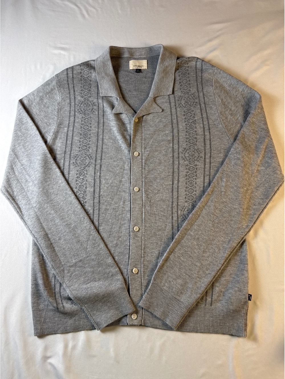 Civil Society Men's Light Gray Button-Up Cardigan Sweater -